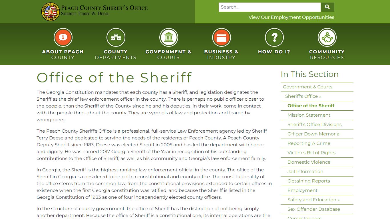 Office of the Sheriff in Peach County, GA - Peach County